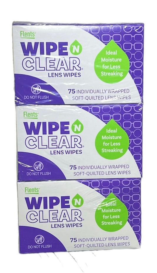 Wipe'N Clear - Toallitas para lentes, 3 x 75 unidades