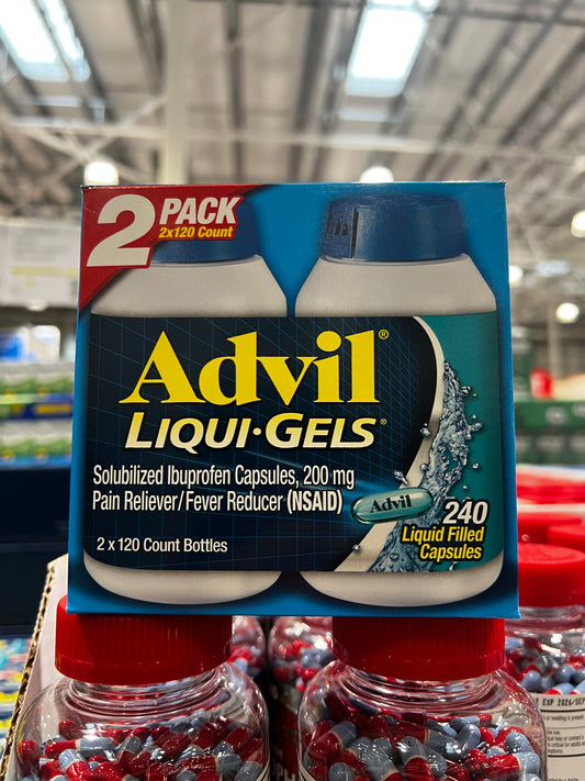 240 Ct ADVIL Liqui-Gels Capsules Pain Reliever Fever Reducer(NSAID) 2X120 Bottle